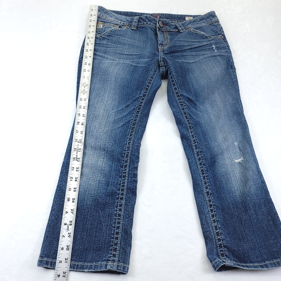 MEK DNM USA New Mazatlan CAPRI Buckle Crop Pants Denim Jeans Size 29 - Picture 4 of 10